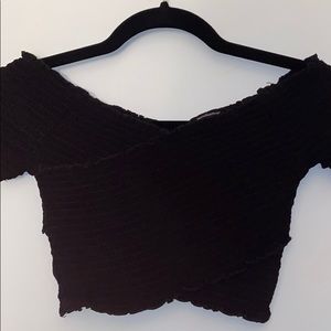 Black Off the Shoulder Crop Top
